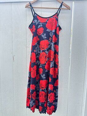 red floral dress .